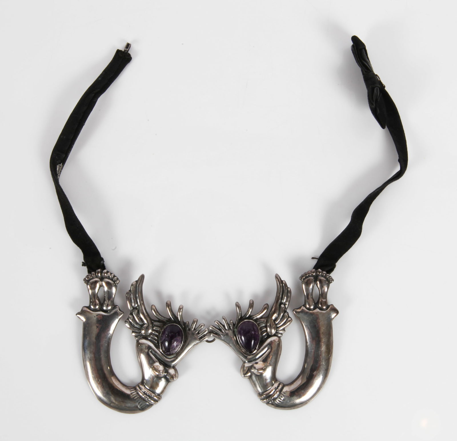 HUBERT HARMON STERLING & AMETHYST ANGEL NECKLACE (1 of 8)