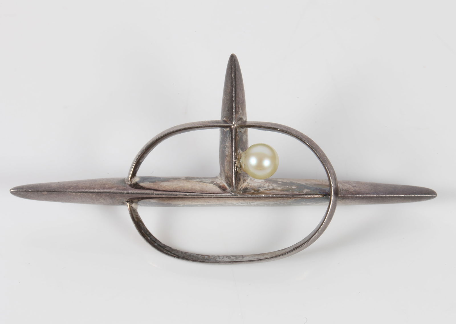 MODERNIST PINEDA TAXCO STERLING BROOCH with PEARL (1 of 8)