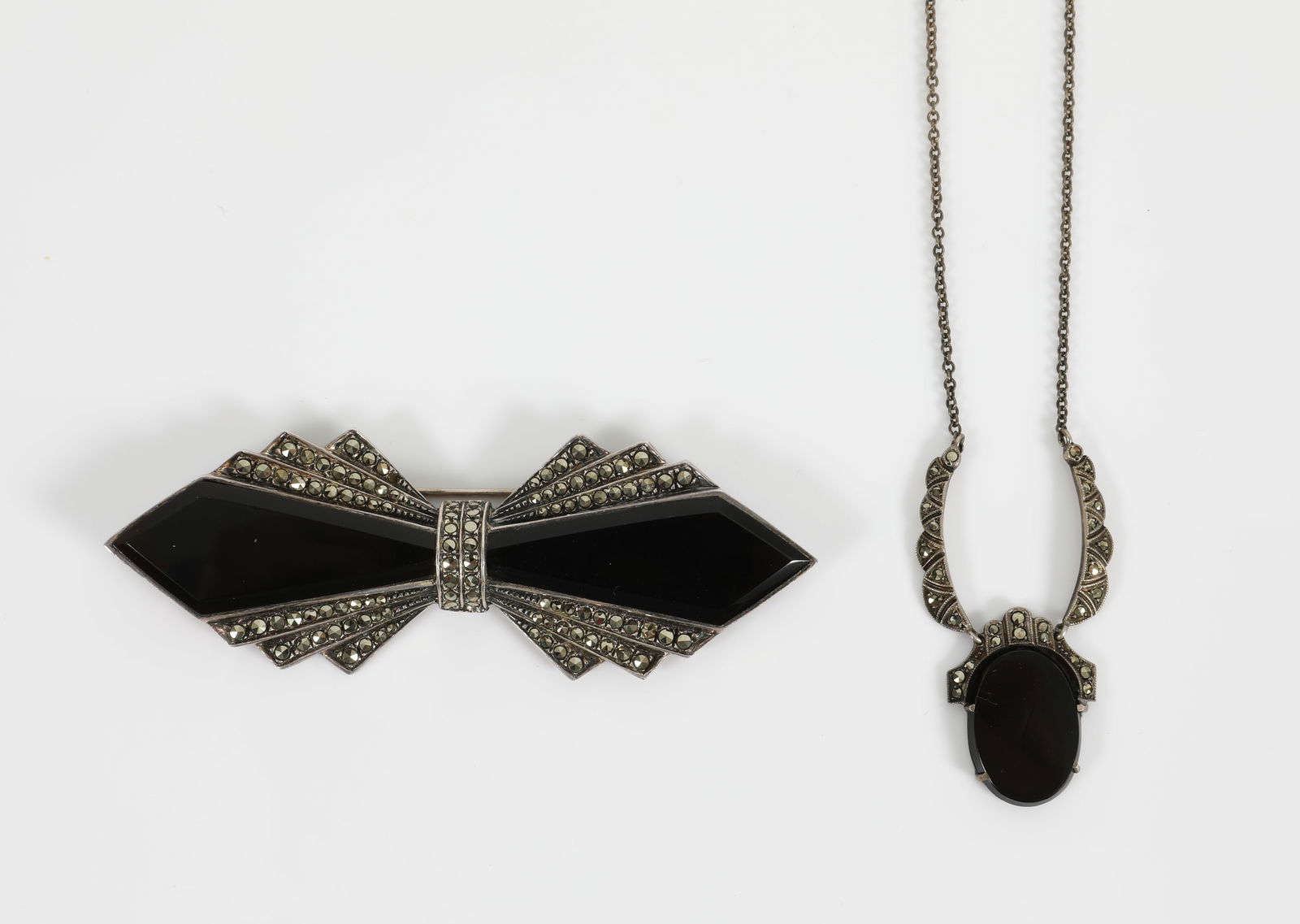 (2) PCS. SILVER & ONYX ART DECO JEWELRY (1 of 7)
