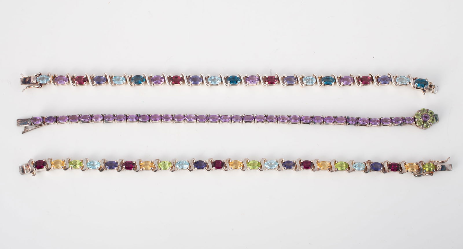 (3) STERLING GEMSTONE BRACELETS (1 of 3)