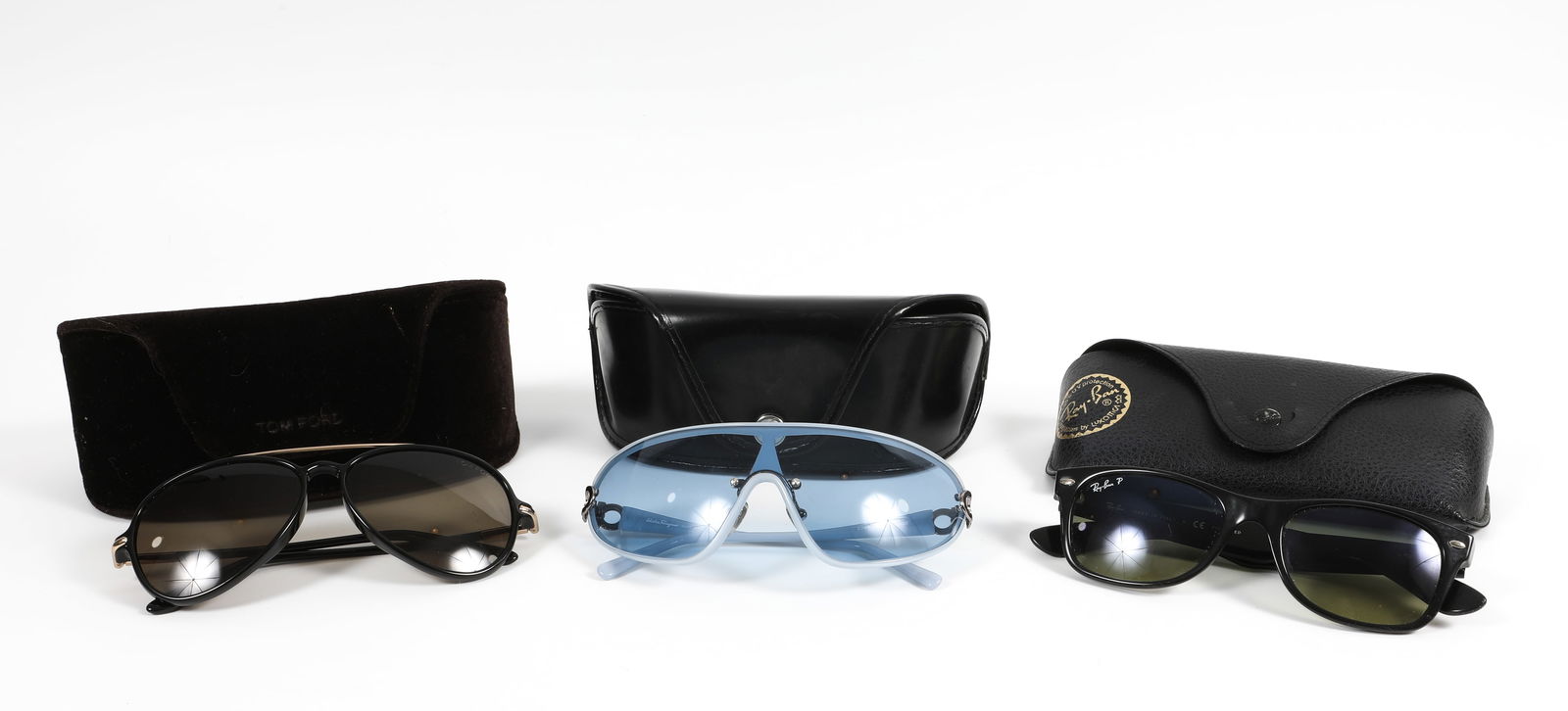 (3) VINTAGE DESIGNER SUNGLASSES: FORD, FERRAGAMO, RAY BAN (1 of 12)