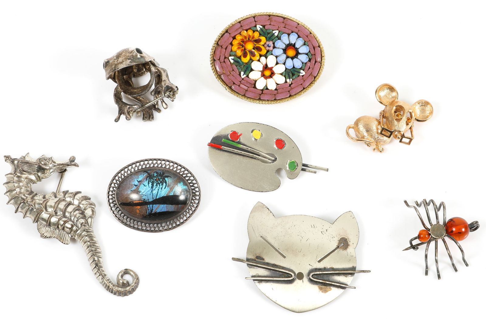 (8) STERLING & COSTUME BROOCHES (1 of 5)