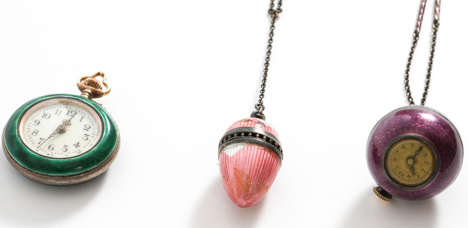 (3) PCS. ANTIQUE ENAMELED WATCHES & VINAIGRETTE (1 of 9)