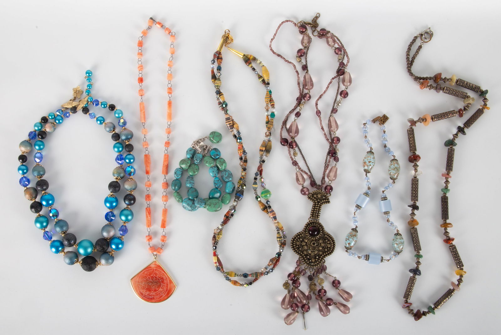 (7) PCS. BEADED NECKLACES & BRACELET (1 of 8)