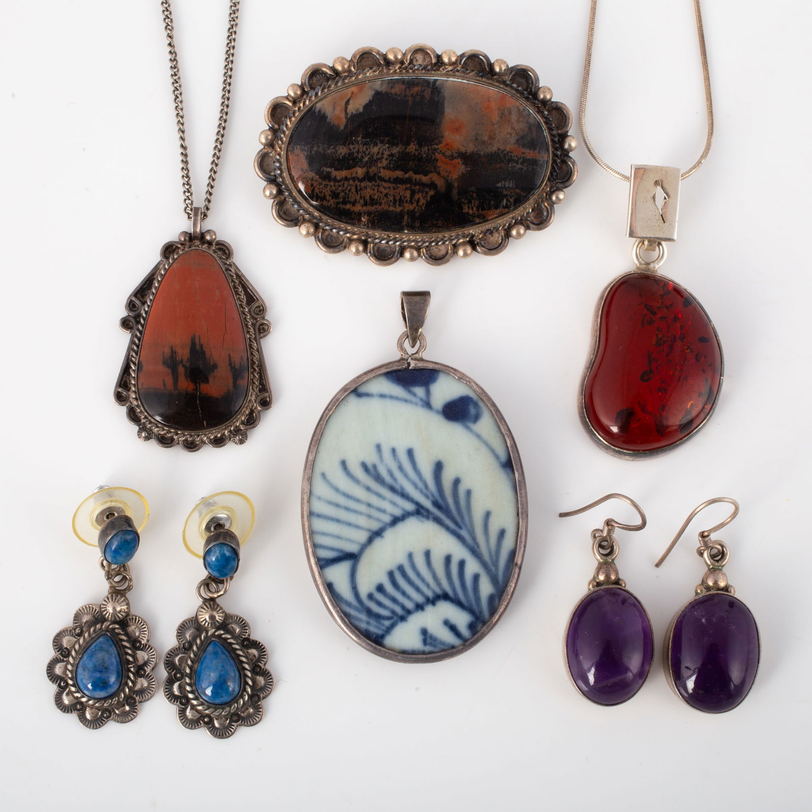 (6) PCS. STONE, AMBER, ETC. JEWELRY (1 of 8)