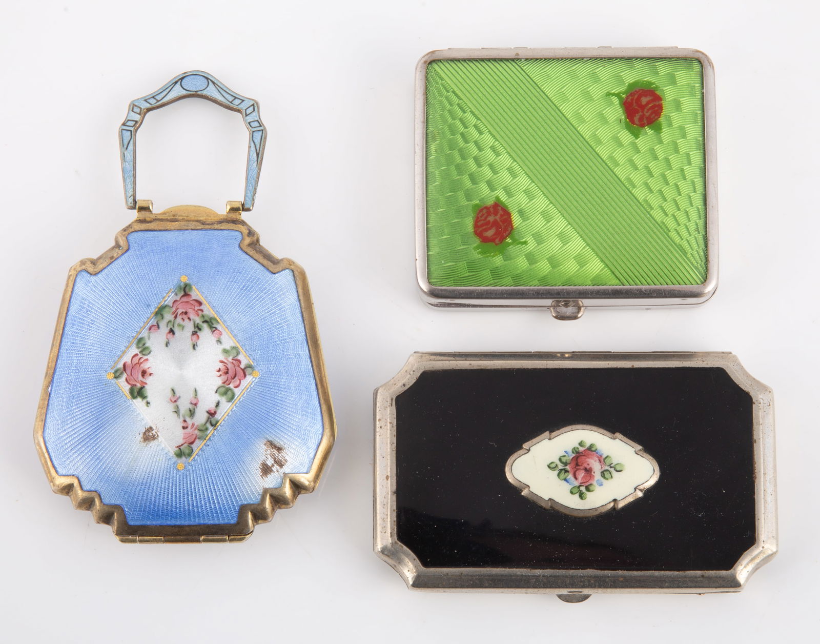 (3) VINTAGE ENAMELED, ETC. COMPACTS (1 of 4)