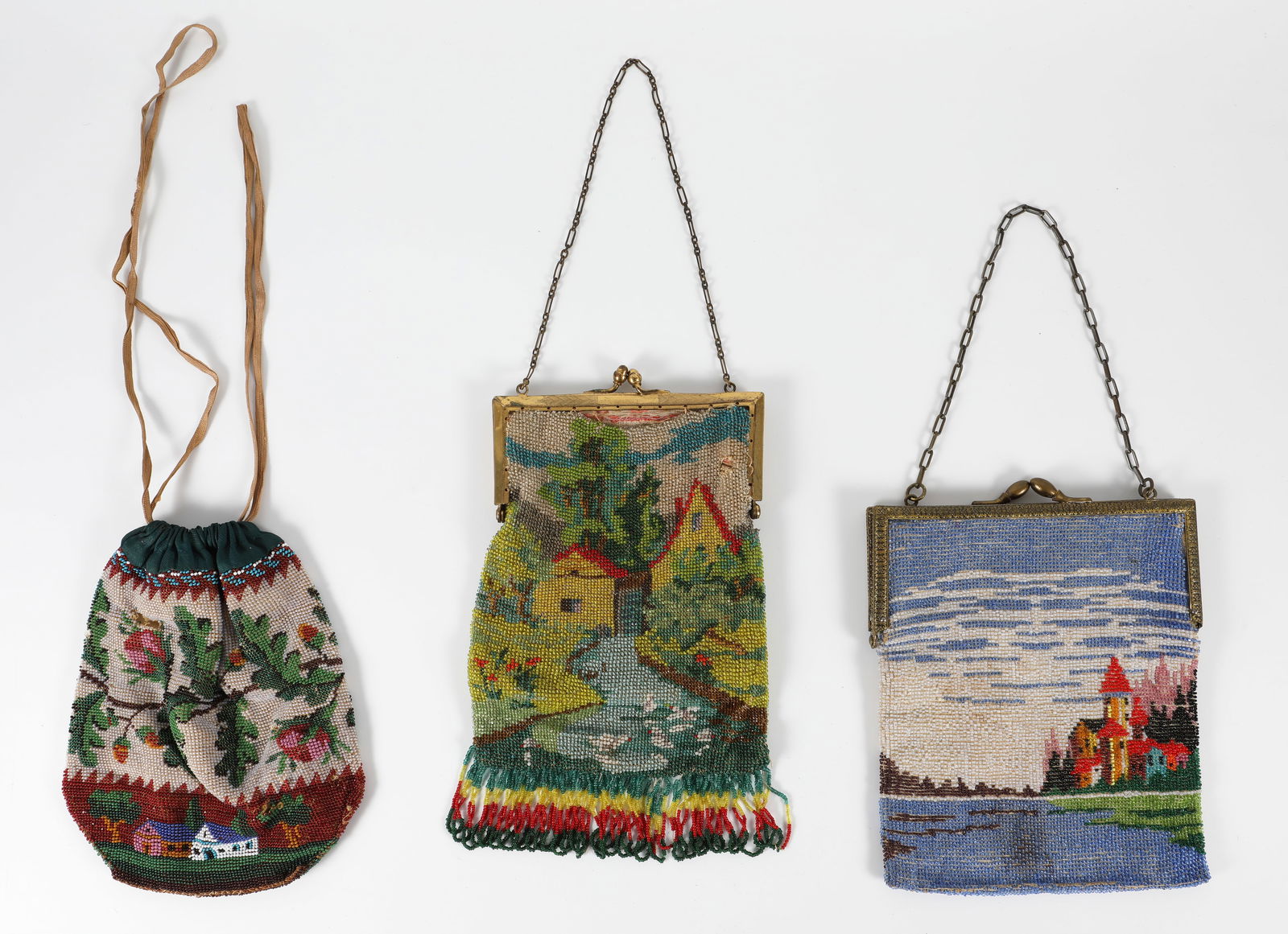 (3) VINTAGE SCENIC BEADED PURSES (1 of 12)