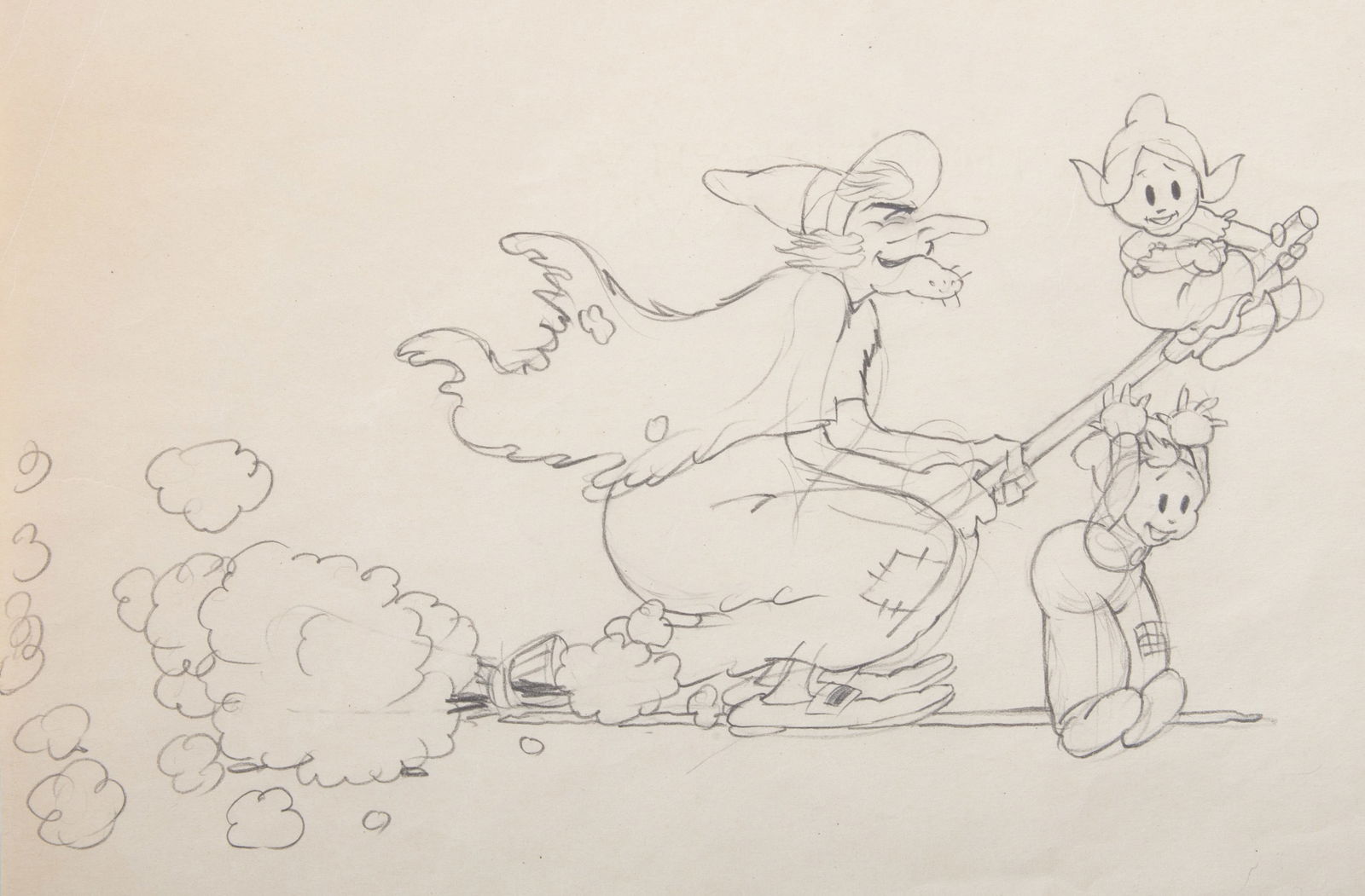 (1) VINTAGE DISNEY 12 FIELD ANIMATION DRAWING BABES IN THE WOODS (1 of 2)