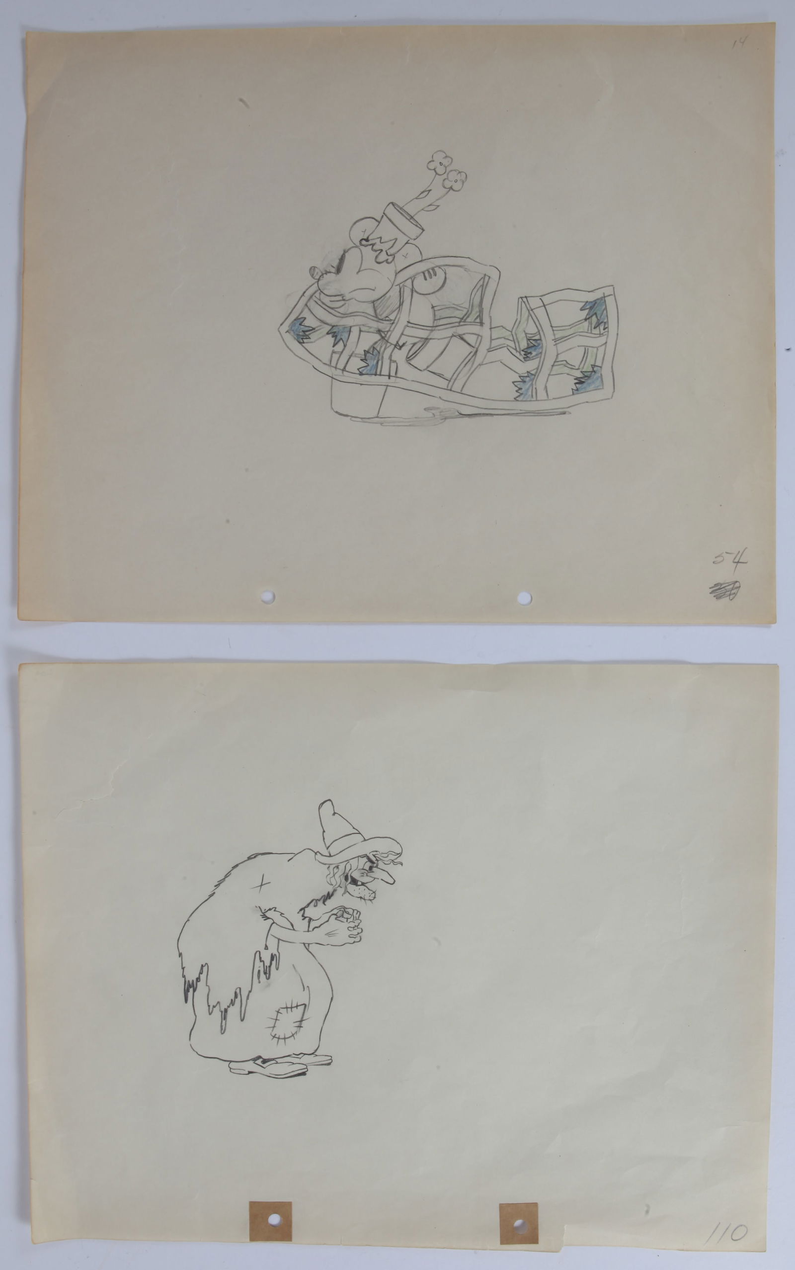 (2) VINTAGE DISNEY 12 FIELD ANIMATION DRAWINGS (1 of 8)