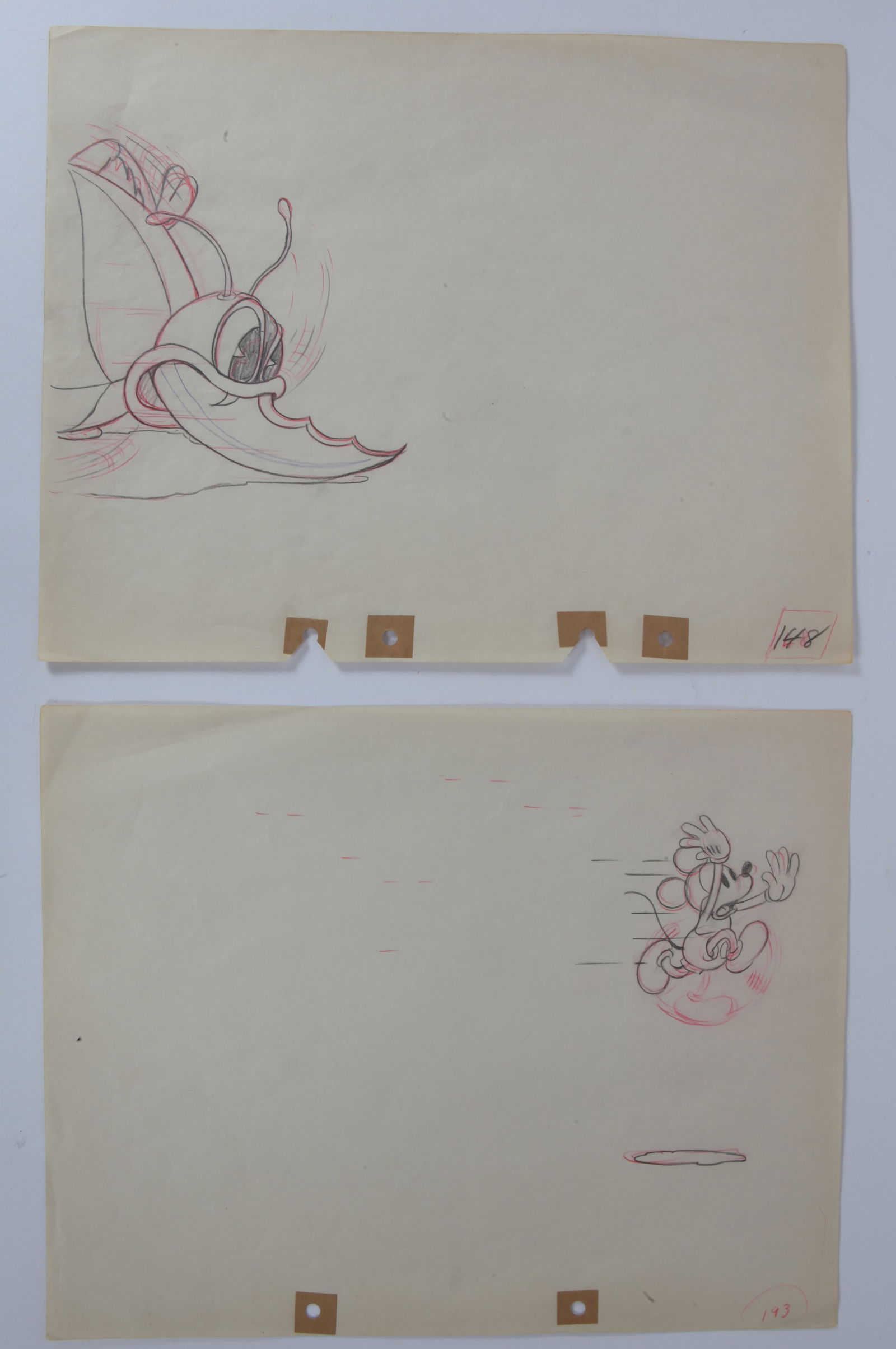 (2) VINTAGE DISNEY 12 FIELD ANIMATION DRAWINGS (1 of 9)