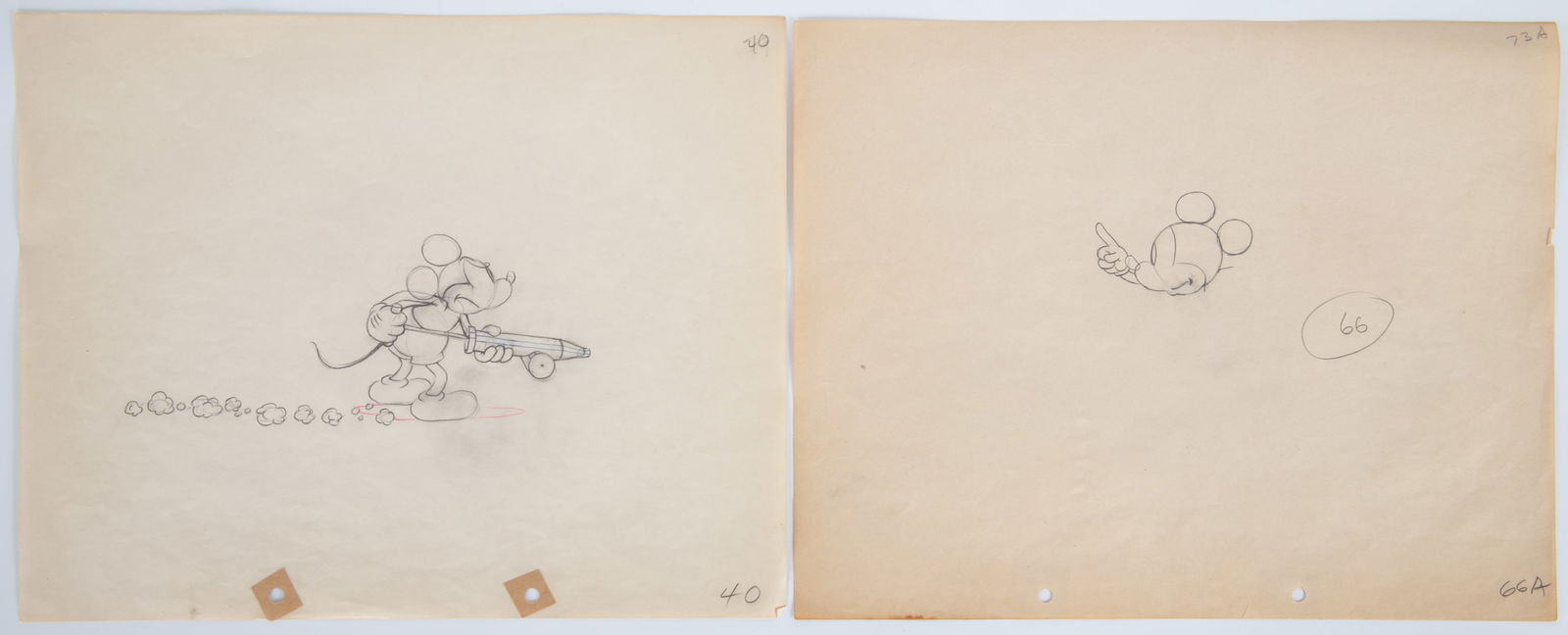 (2) VINTAGE DISNEY 12 FIELD ANIMATION DRAWINGS (1 of 3)