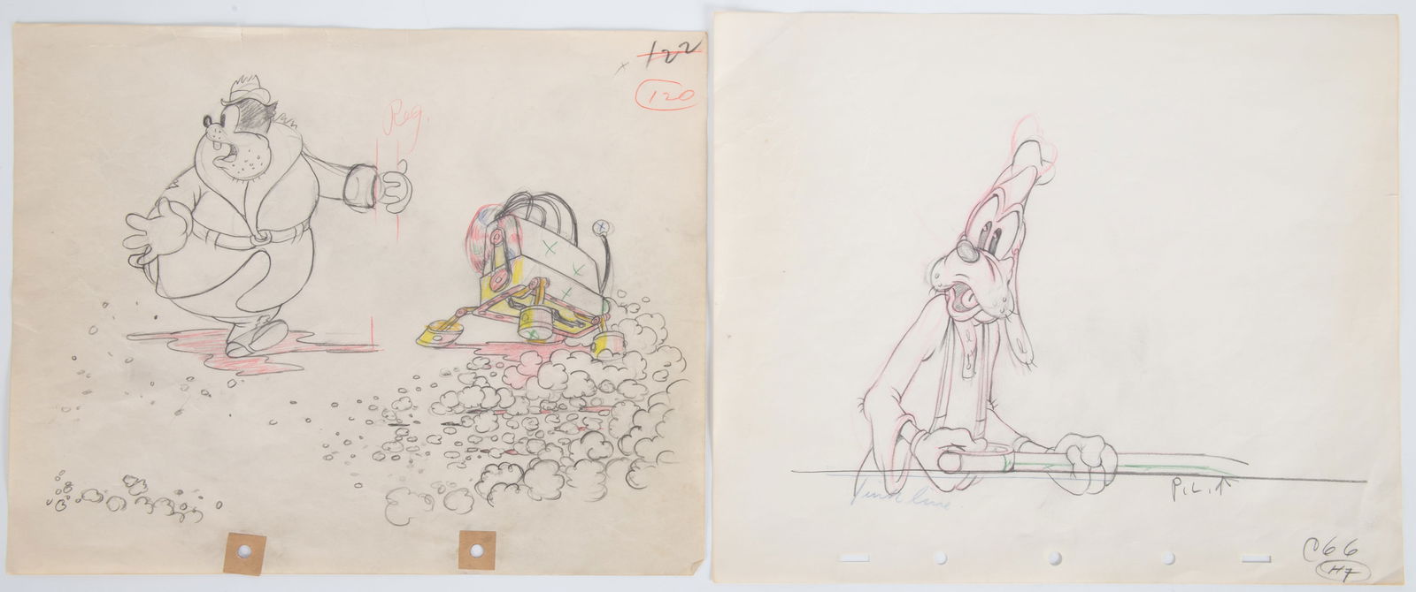 (2) VINTAGE DISNEY 12 FIELD ANIMATION DRAWINGS (1 of 3)