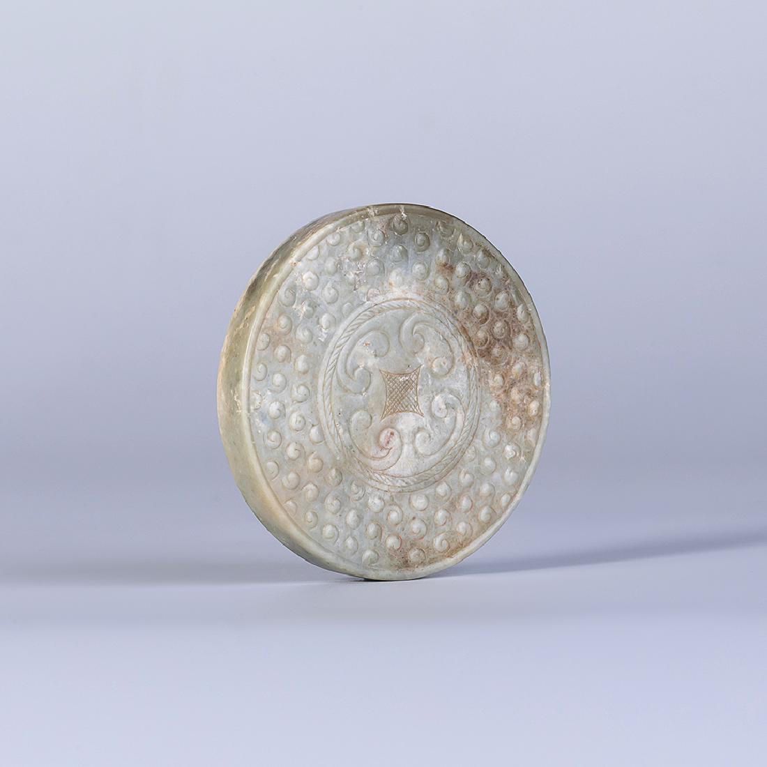 CHINESE SMALL PALE BROWN OPAQUE JADE POMMEL (1 of 3)