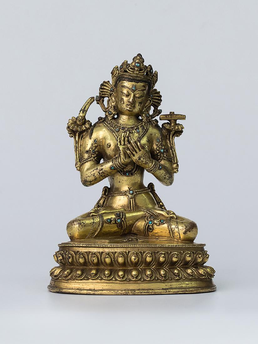 TIBET,MING DYNASTY  GILT-BRONZE FIGURE OF MANJUSRI (1 of 4)