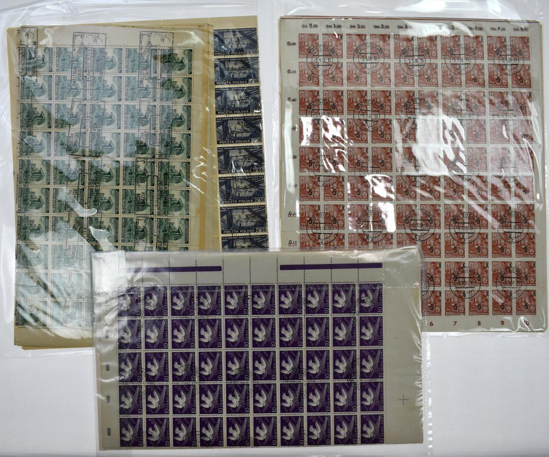 26sheets signed by order (CTO) Estonia 1940, sheets of: 26sheets signed by order (CTO) Estonia 1940, sheets of peace dove, Poland 1941, Polish Government in good general condition with signs of glue darkening in Polish stamps, 2 sheets of Estonian stamps (