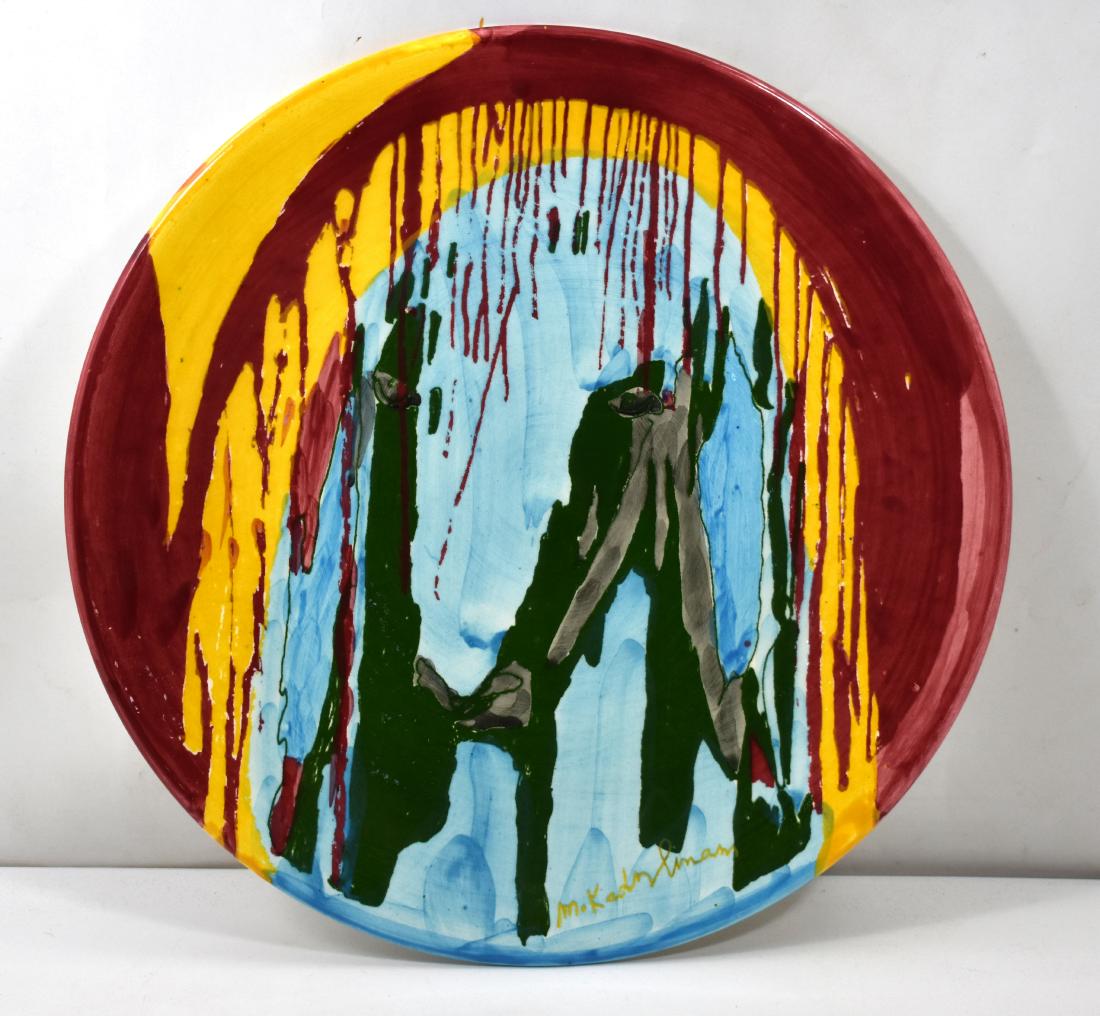 Menashe Kadishman, painting on a plate, signed, 31 cm (1 of 4)
