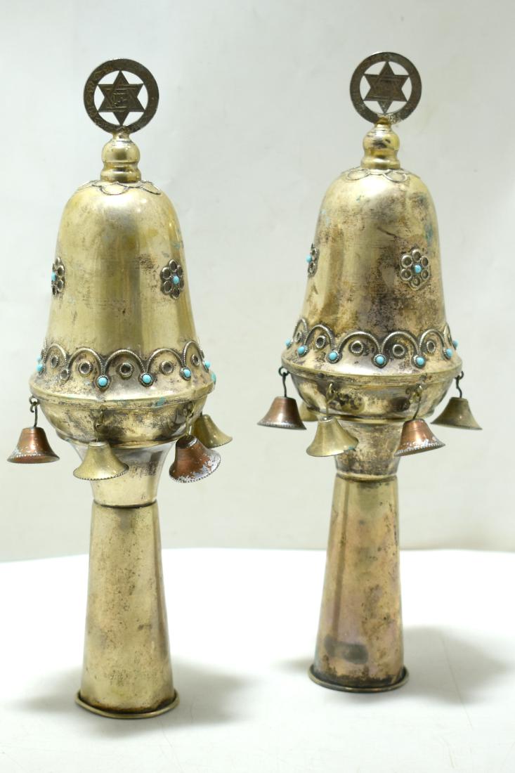 Pair of silver grenades, signed, flingern decorations, (1 of 6)