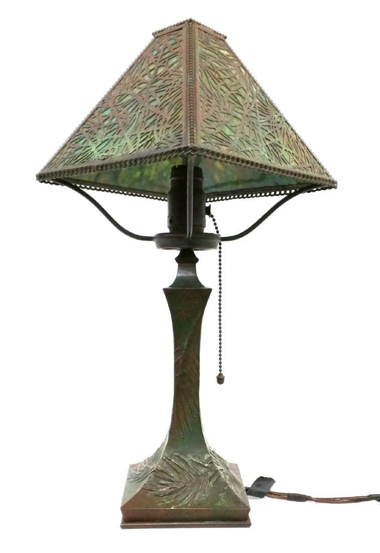 American patinated bronze and glass 'Pine Needles': American patinated bronze and glass 'Pine Needles' Probably Apollo Studios Size: 18 3/4 in. H and 12 in. W. If you would like to receive more detailed photos, please let us know. We do not accept cred