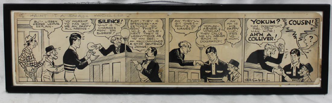 Modern Ink On Paper American Painting By Al Capp: Modern Ink On Paper American Painting By Al Capp (Alfred Gerald Caplin1909-1979) Titled “It a Small World” Signed "Al Capp" in pen lower right Titled in the margin upper left Ink on paper, Size: S