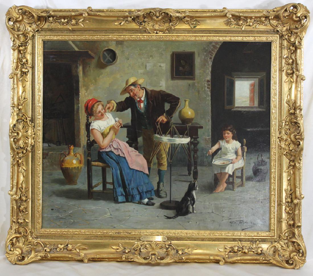 19 Century Italian Oil on Canvas Painting by Petrini, (1 of 5)