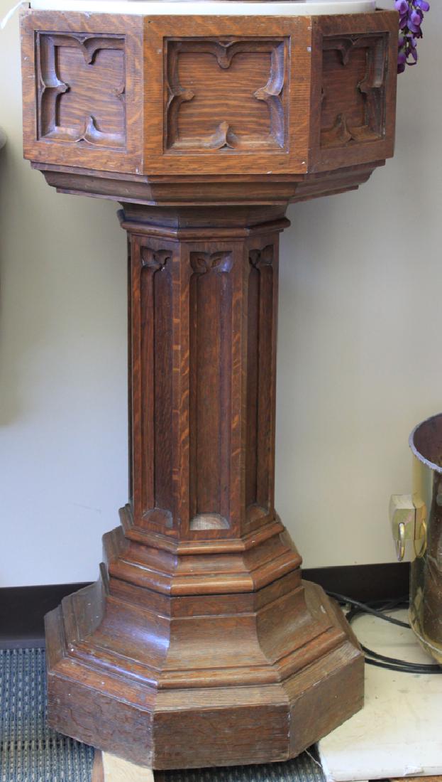 Gothic Style Hand Made19 Century Oak Wood Base: Gothic Style Hand Made19 Century Oak Wood Base Size: 39 1/2 in. H. 21 in. Wide If you would like to receive more detailed photos, please let us know. We do not accept credit card charges of over $7,50