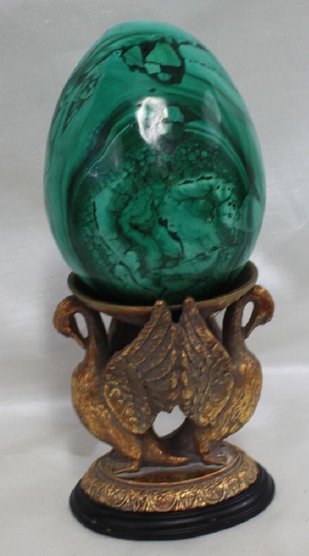 Decorative Malachite egg on Stand (1 of 4)
