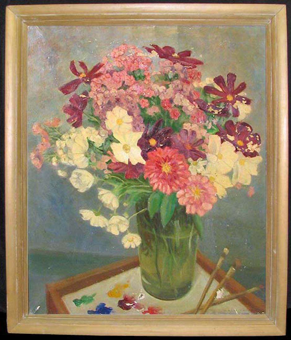 American Oil On Canvas Painting by Murray Hoffman: American Oil On Canvas Painting by Murray Hoffman (1891-1945) Artist: Murray Hoffman (American 1891 - 1945) Title: Bouquet of Flowers Original condition Singed lower right Size: 32 x 25 3/4 in. Frame
