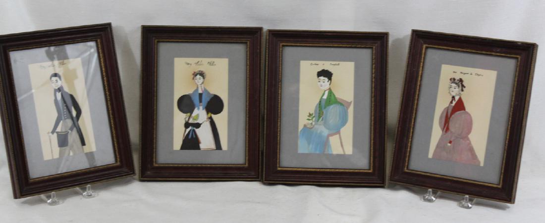 Set of four Folk-style Portraits Miniature Portraits of (1 of 5)