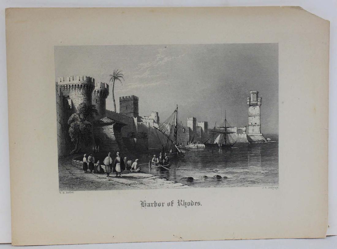 Harbor of Rhodes, Greece, Engraved by J.C. Armytage (1 of 4)