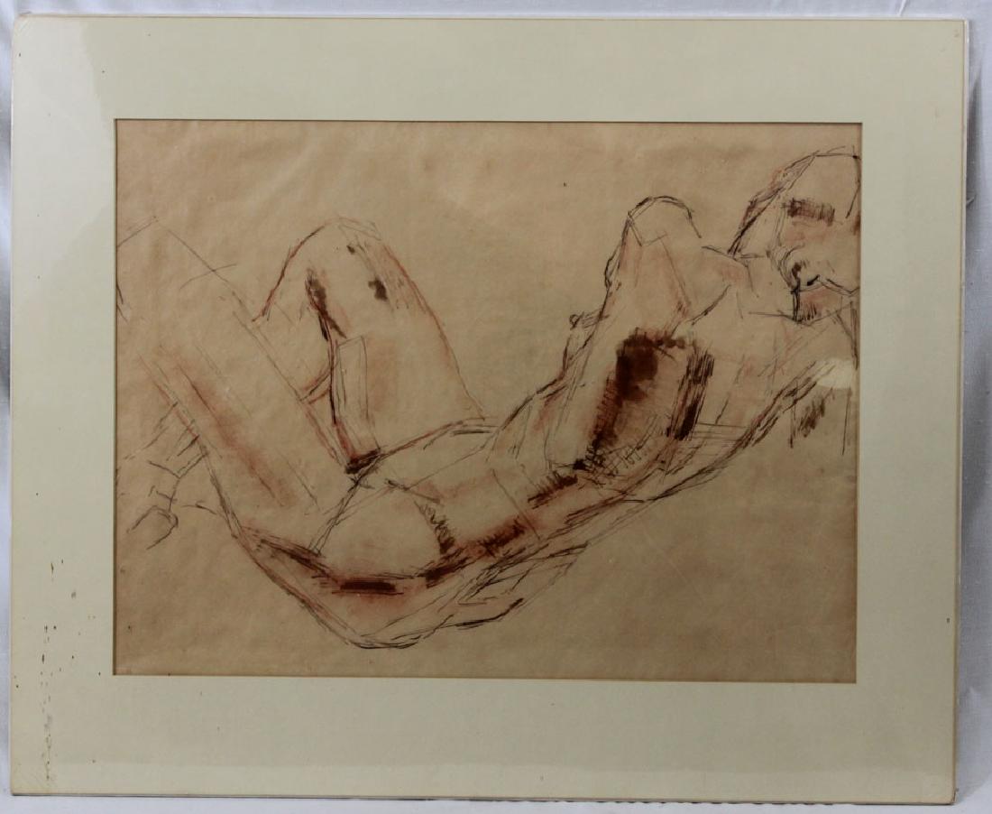 CONTEMPORARY HAND PAINTED DRAWING: CONTEMPORARY HAND PAINTED DRAWING OF Reclining Nude Size: 22 inches by 16 ½ inches. If you would like to receive more detailed photos, please let us know. We do not accept credit card charges of over
