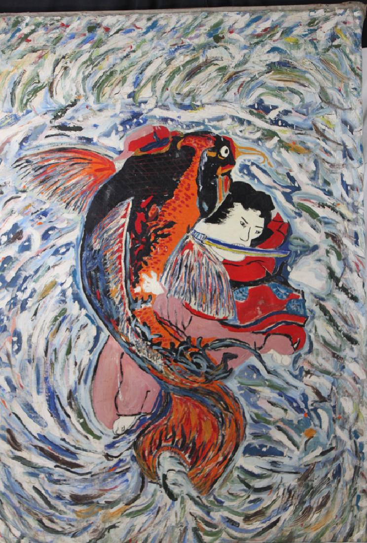 SIGNED ORIENTAL SUBJECT OIL ON CANVAS PAINTING (1 of 4)