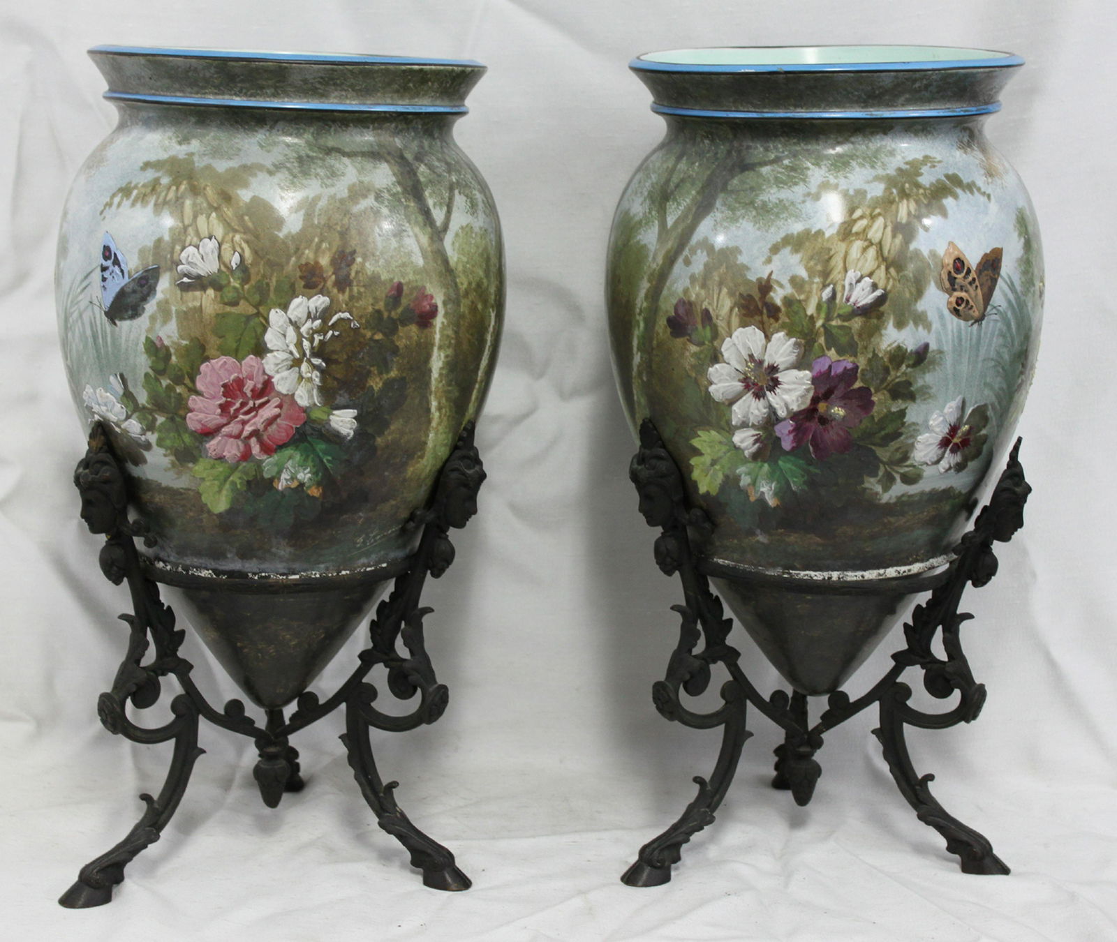 Pair of Hand-Painted Pottery (Porcelain) Vases on (1 of 6)