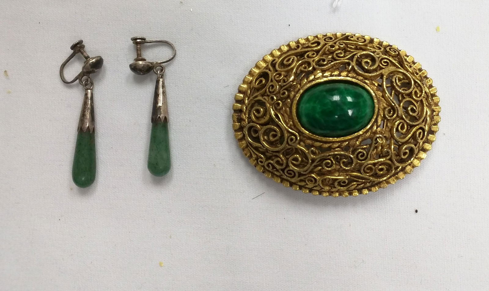 Silver Jade Earring and Brooch (1 of 4)