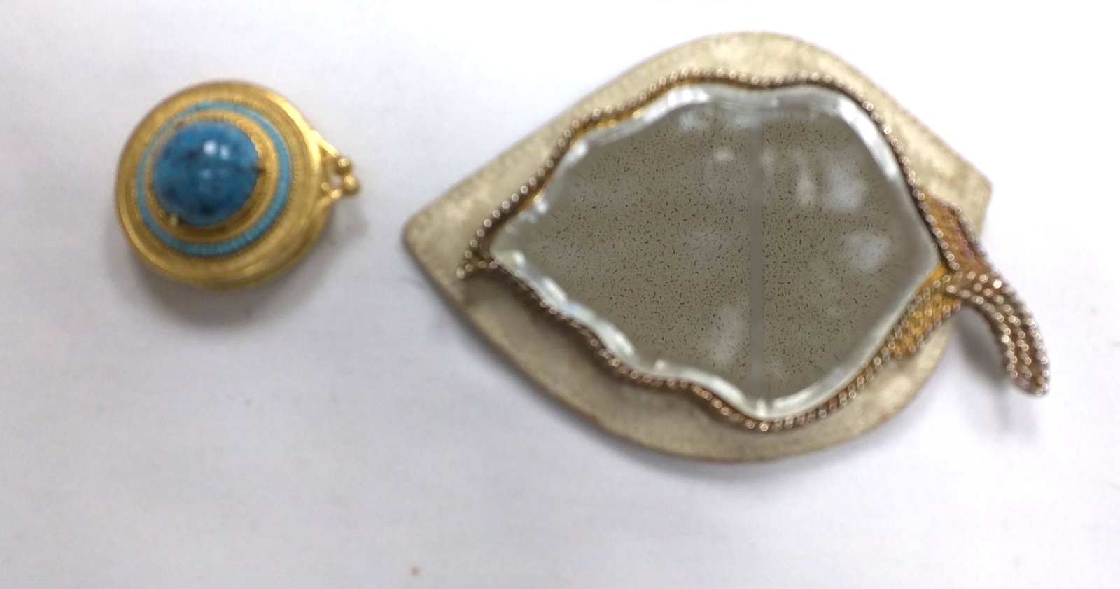 Pill Box and Mirror: Pill Box and Mirror If you would like to receive more detailed photos, please let us know. We do not accept credit card charges of over $7,500, this amount is calculated based on all purchases made at