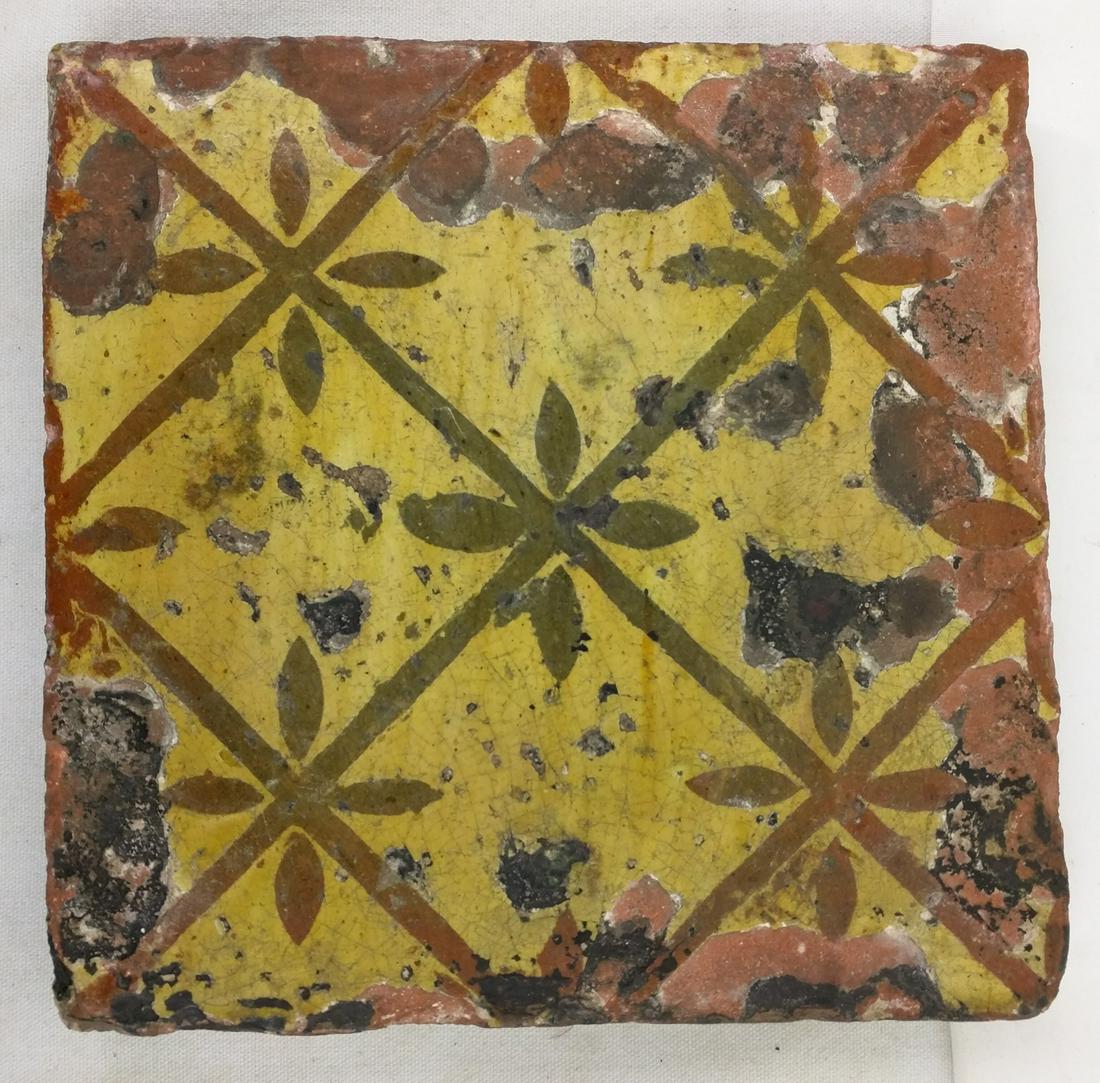 17 Century Tile Lion Red Yellow Belgium Flemish (1 of 3)