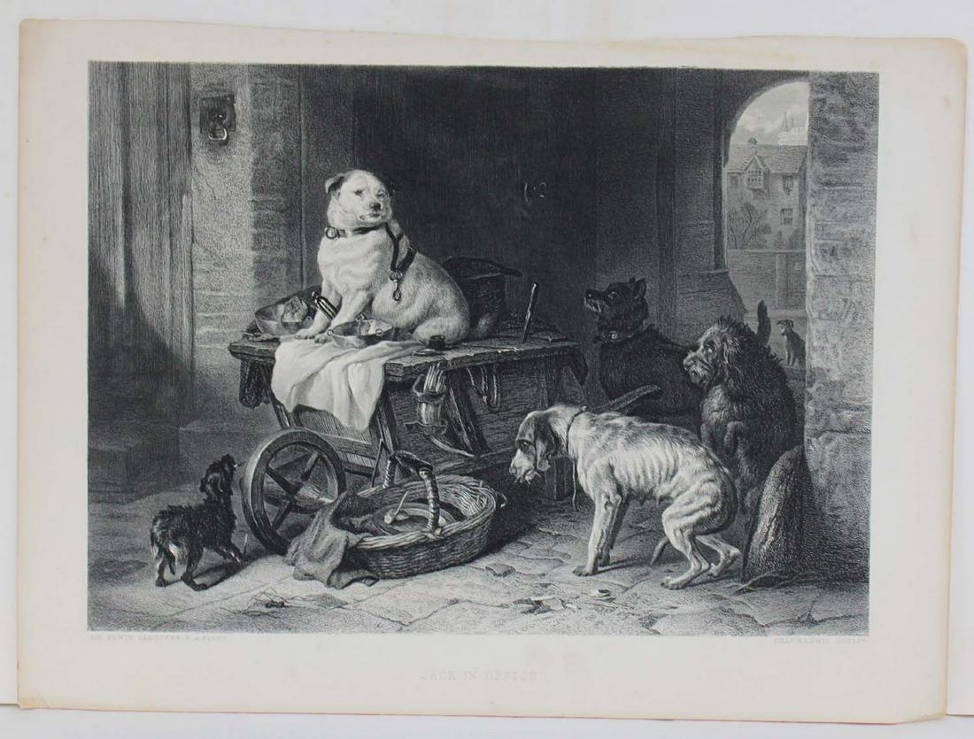Engraving 1873, Sir Edwin Henry Landseer, Jack in (1 of 6)