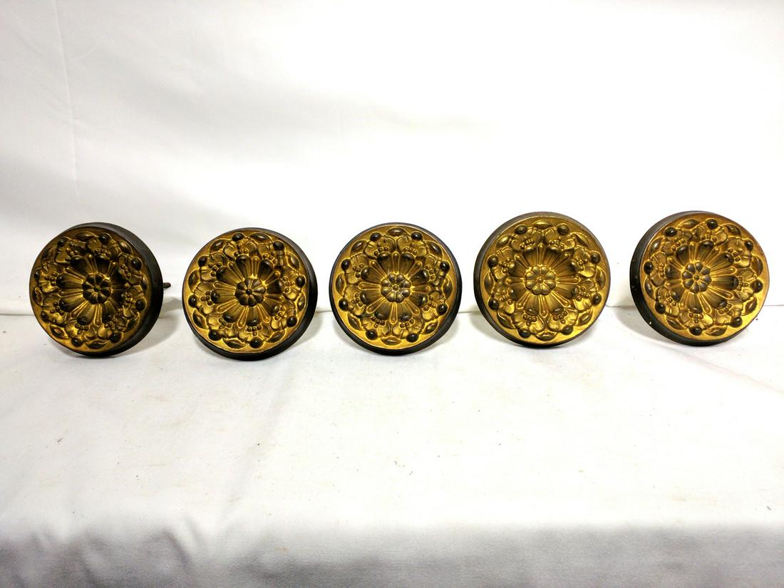 Set of Six Pressed Gilt-brass Curtain Tiebacks. (1 of 4)