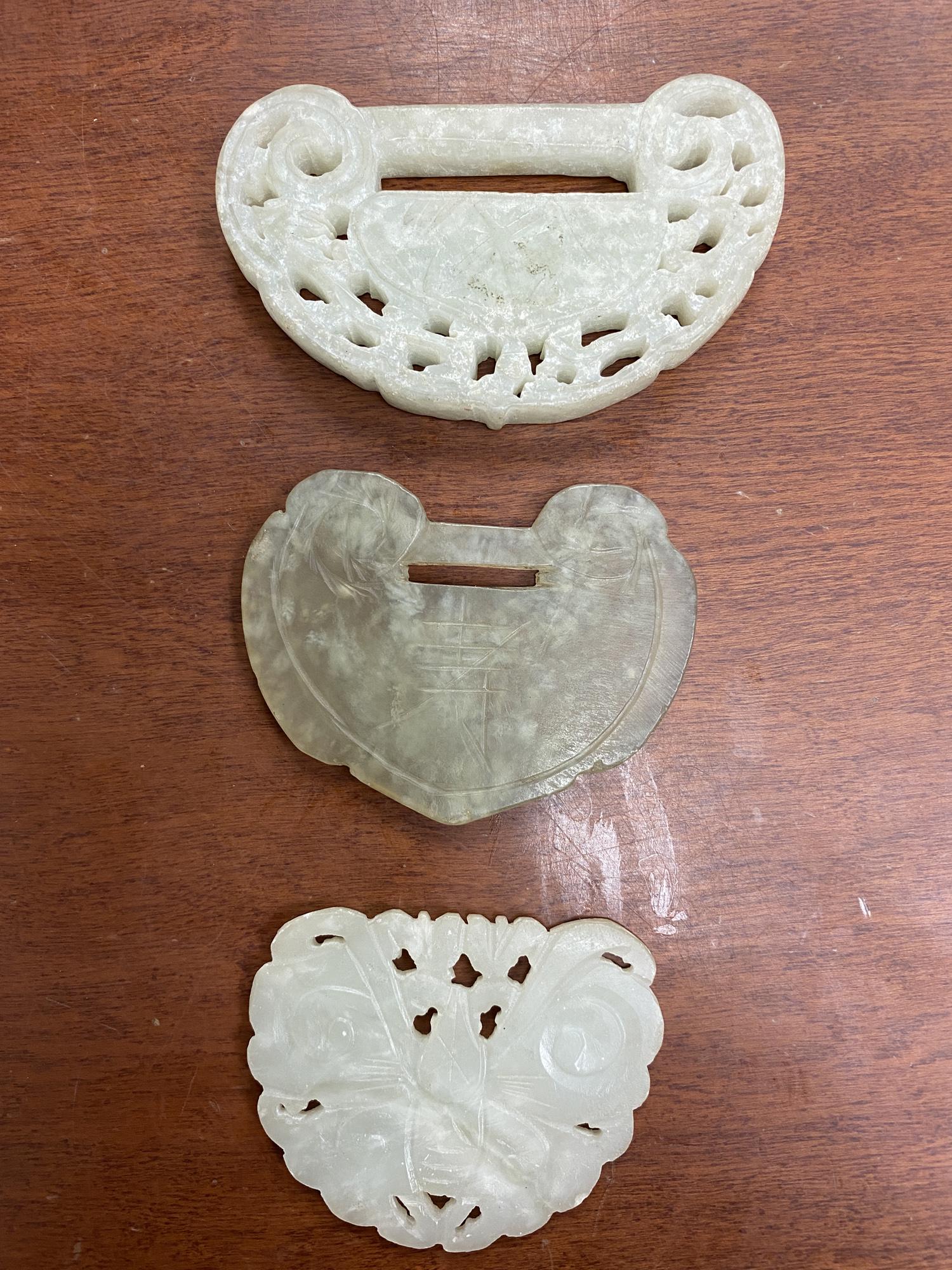 Three Pieces Chinese carved stone (Jade) pendants (1 of 5)