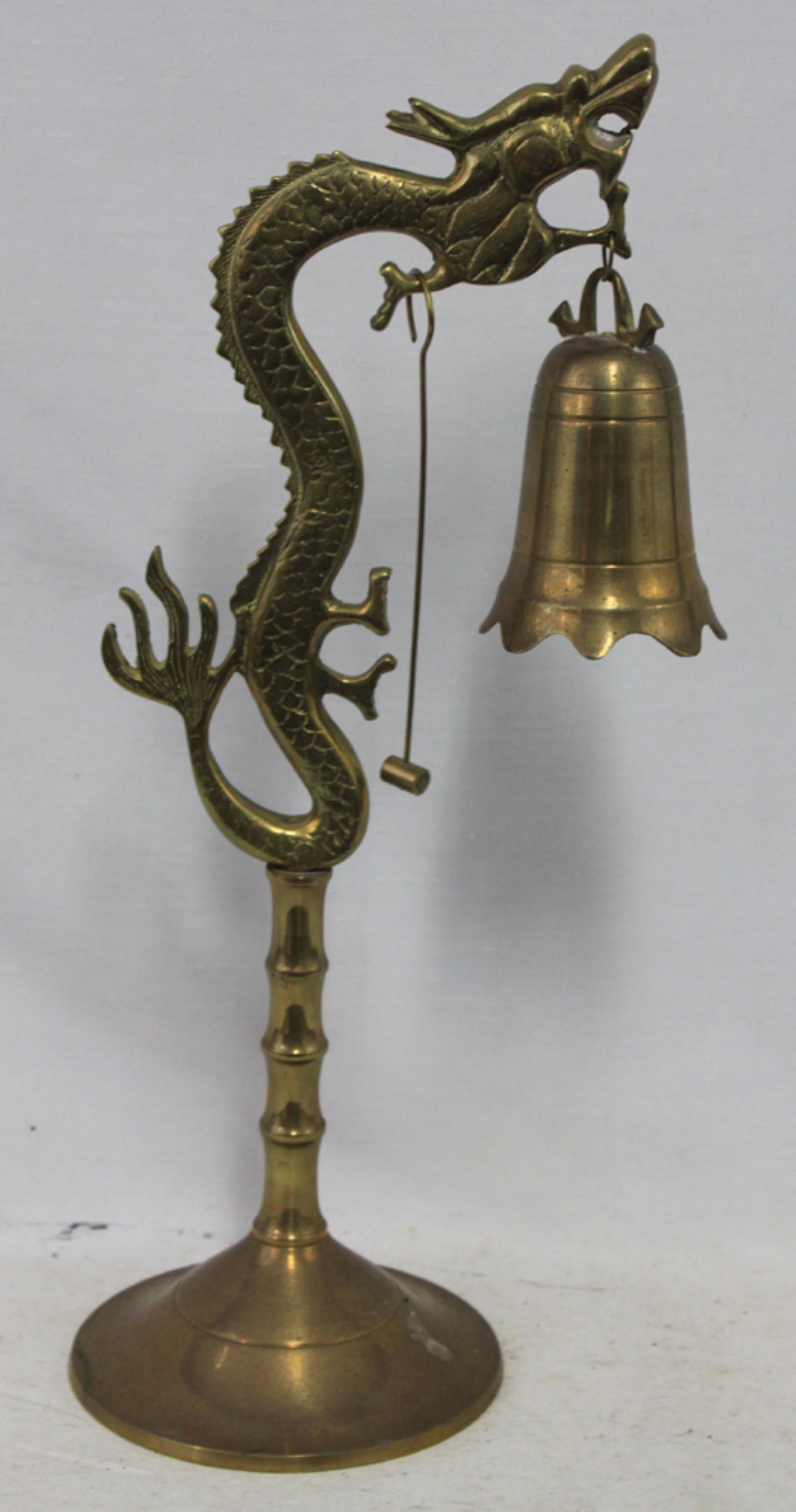 Asian Style Gong Bell Hanging from Dragon Arm Solid (1 of 5)