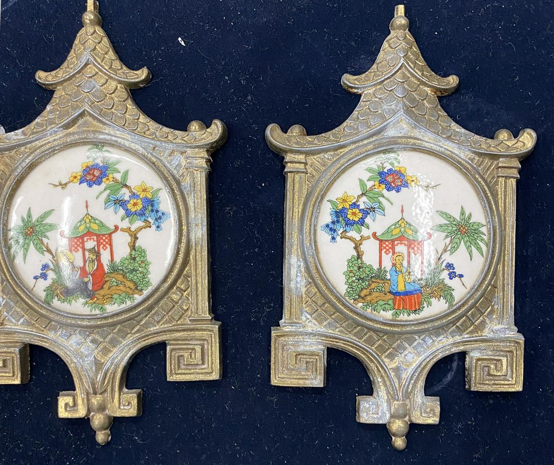Pair Porcelain Plaque with Bronze Frames (1 of 5)