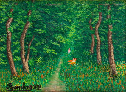 Camille Bombois (1883-1970) LE SENTIER DANS LA FORET: Camille Bombois (1883-1970) LE SENTIER DANS LA FORET Le Sentier dans la Foret oil on panel 4 3/4 by 6 3/8 in. (12 by 16.2 cm.) Signed, "Bombois. C.lle" (lower left). PROVENANCE Hammer Galleries, New Y