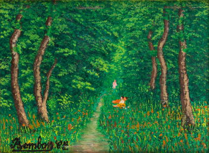 Camille Bombois (1883-1970) LE SENTIER DANS LA FORET: Camille Bombois (1883-1970) LE SENTIER DANS LA FORET Le Sentier dans la Foret oil on panel 4 3/4 by 6 3/8 in. (12 by 16.2 cm.) Signed, "Bombois. C.lle" (lower left). PROVENANCE Hammer Galleries, New Y