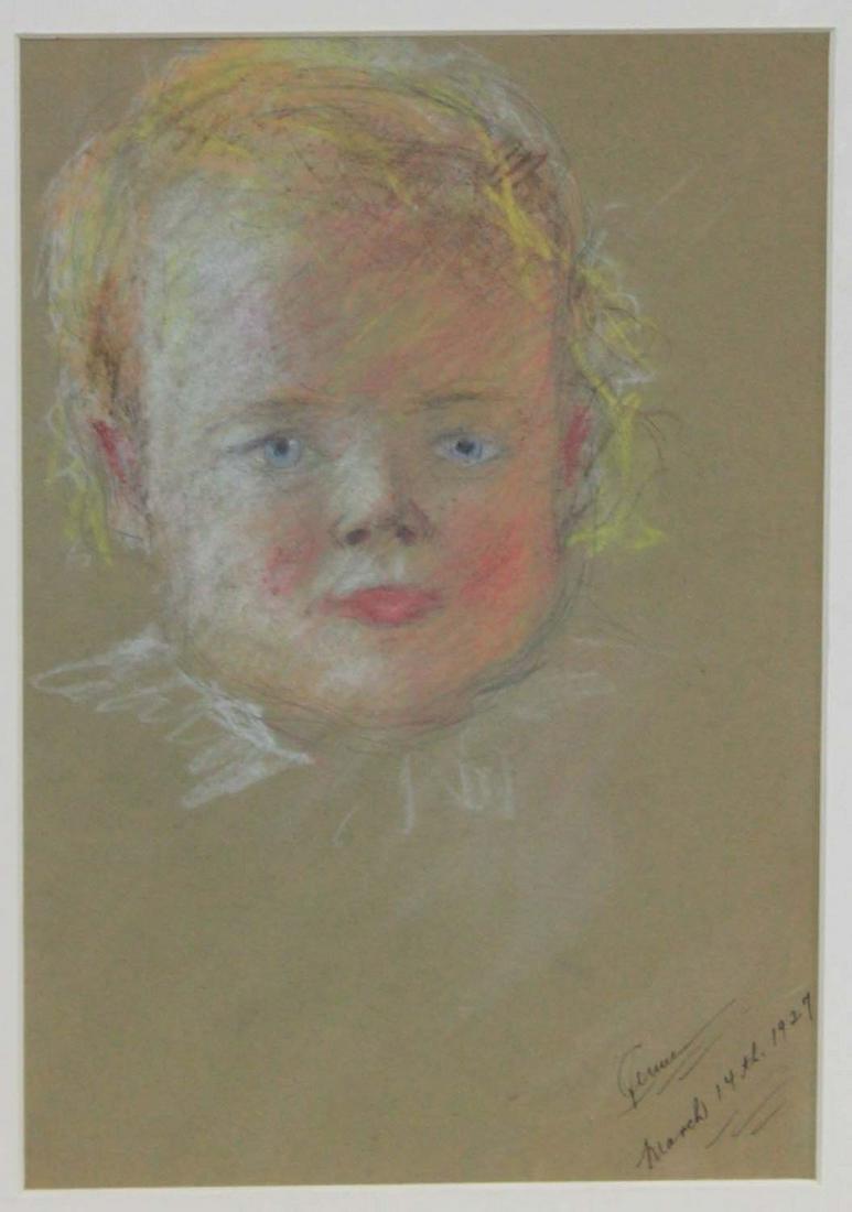 Edward Cucuel (American 1875-1954) - Portrait of a girl: Edward Cucuel (American 1875-1954) - Portrait of a girl DESCRIPTION pastel on paper size: 11 3/4 by 8 1/2 in. matting: 15 1/2 by 12 in. Signed and dated, ‘Cucuel / March 14th. 1927' (lower