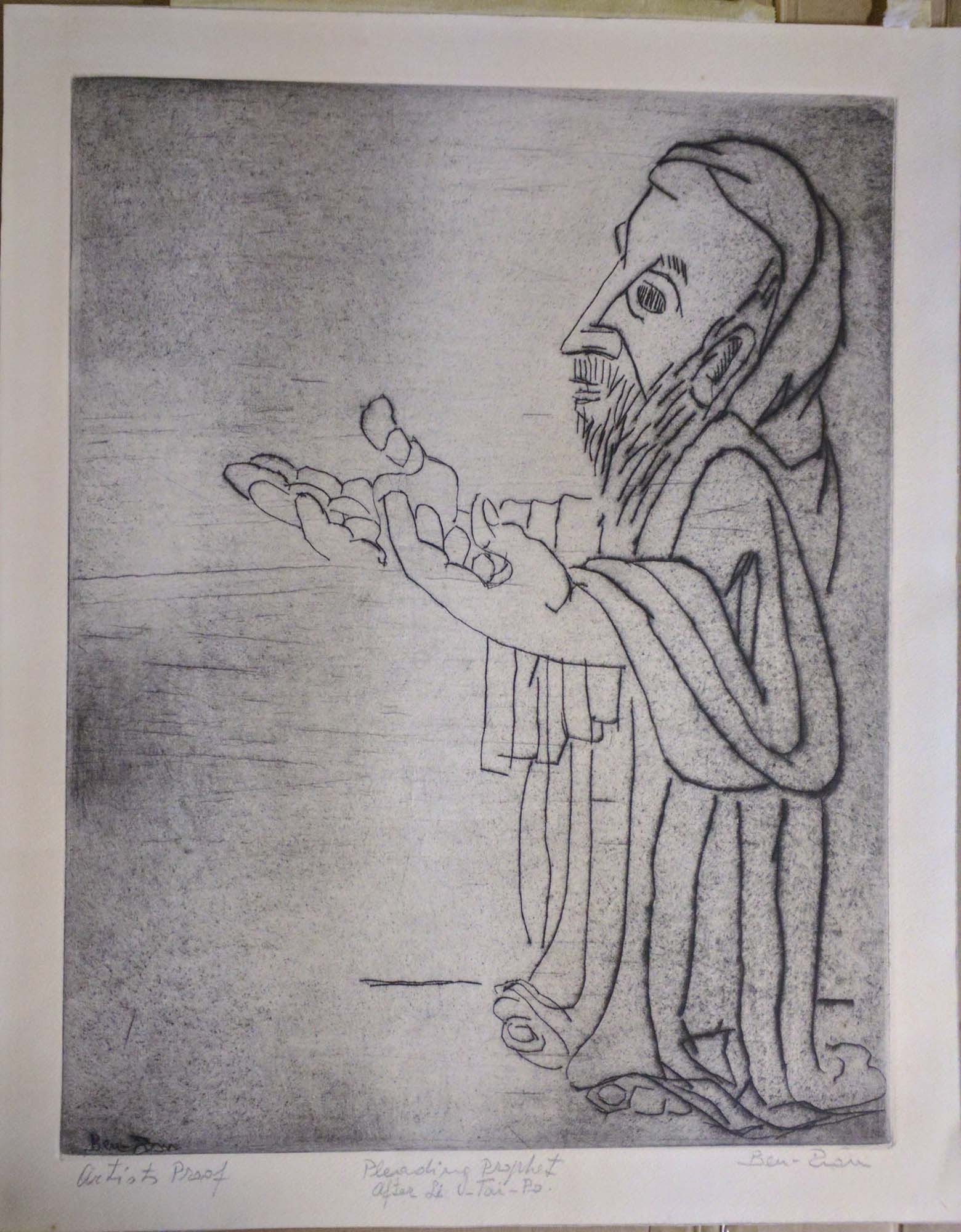 Benzion Ben-Zion Weinman (American, 1897-1987) - Prophet: Benzion Ben-Zion Weinman (American, 1897-1987) - Prophet DESCRIPTION etching size: 20 x 16 in. frame: 27 x 21 in. Signed, ÔBen Zion' (in graphite, lower right, and in plate). Artist