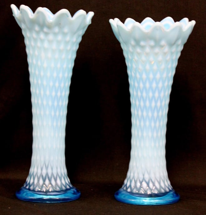 Pair of Opaque Blue Glass Vase (1 of 6)