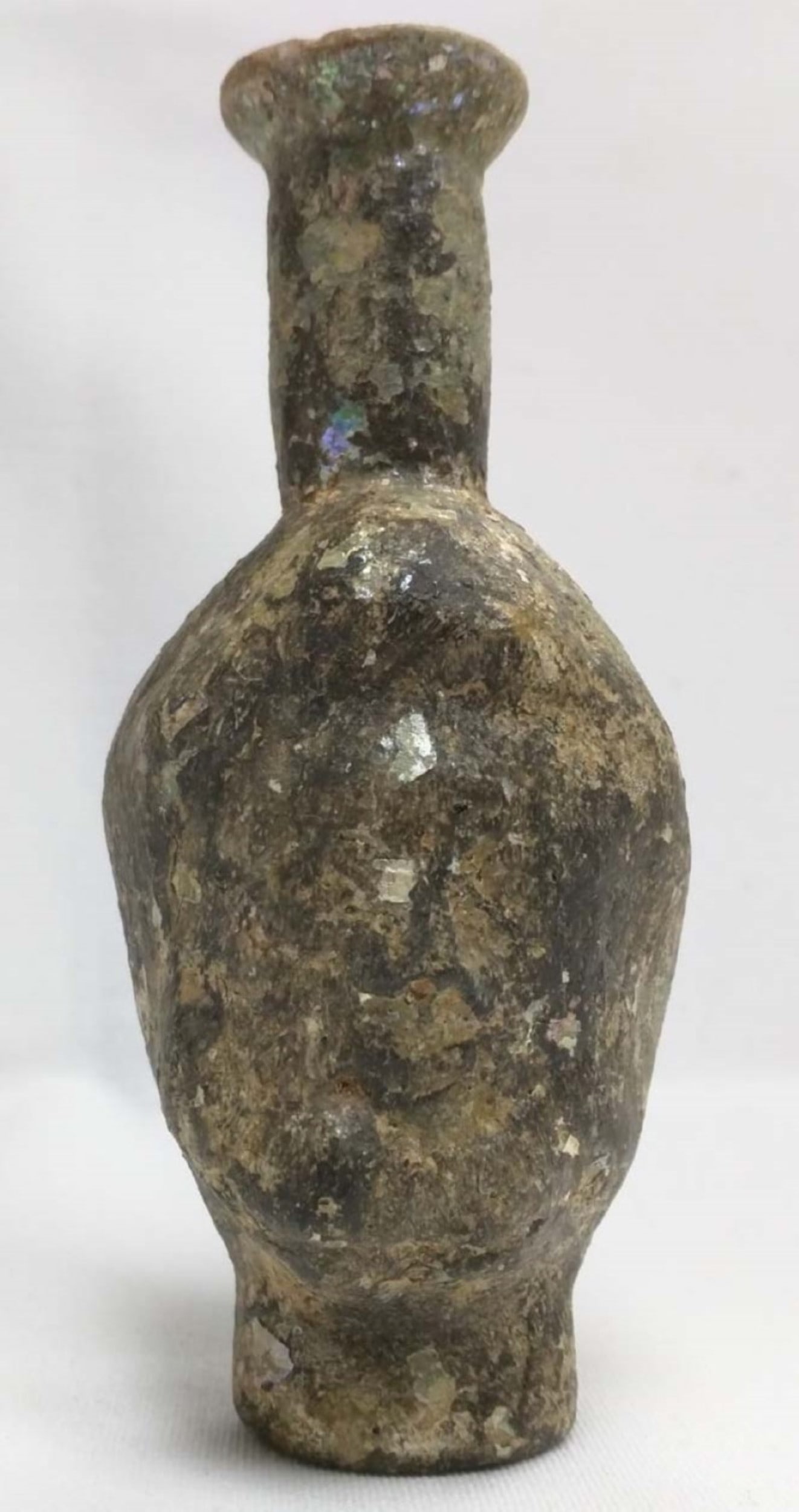 Ca. 1st Century BCE - 2nd Century CE Roman Glass Vessel with Iridescent Weathering (1 of 6)