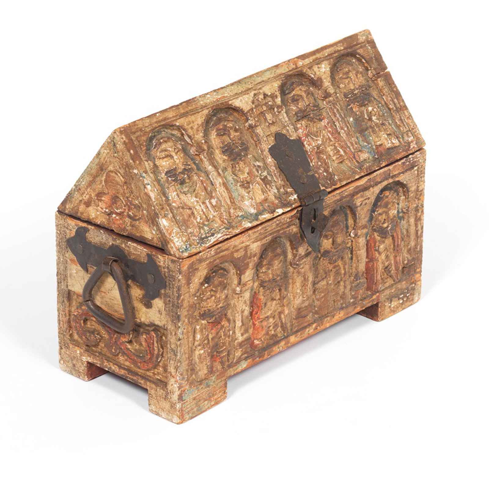 Germany, 15th-16th Century Late Gothic Polychrome Carved Wood Devotional Coffer (1 of 7)