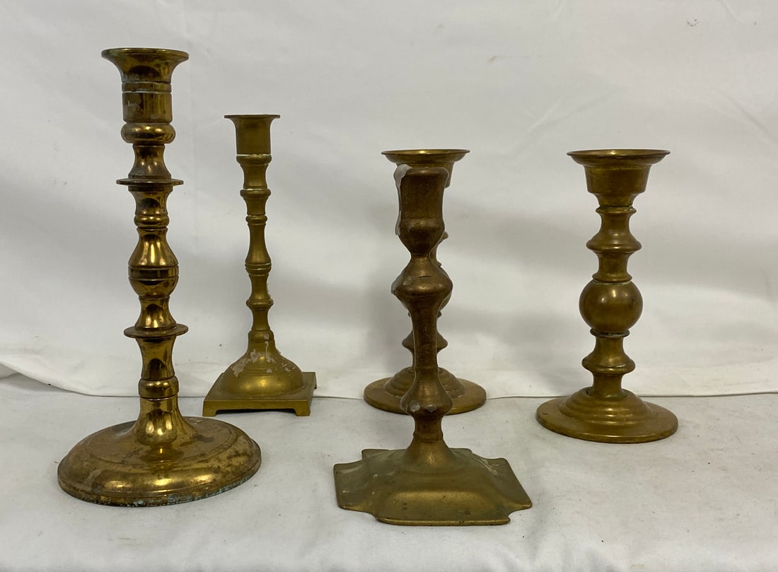 English & Continental Brass Candlesticks, Group of Four (1 of 5)