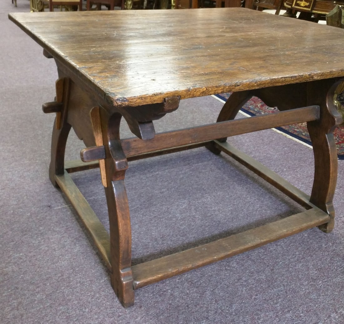 German Oak Trestle Table - 3