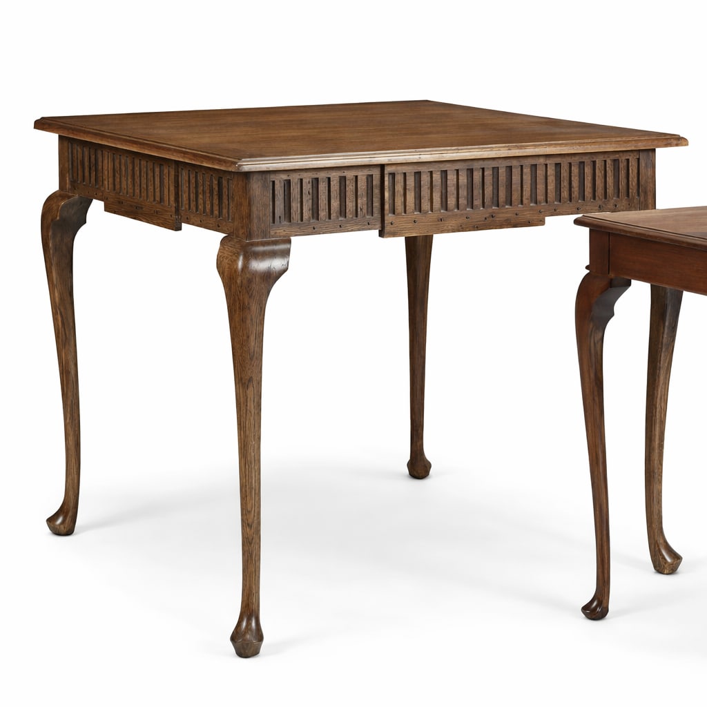 Louis XV Style Carved Walnut Side Table: Louis XV Style Carved Walnut Side Table Of rectangular form with fluted frieze and cabriole legs ending in hoof feet. Richly patinated walnut surface with elegant proportions, reflecting the refined